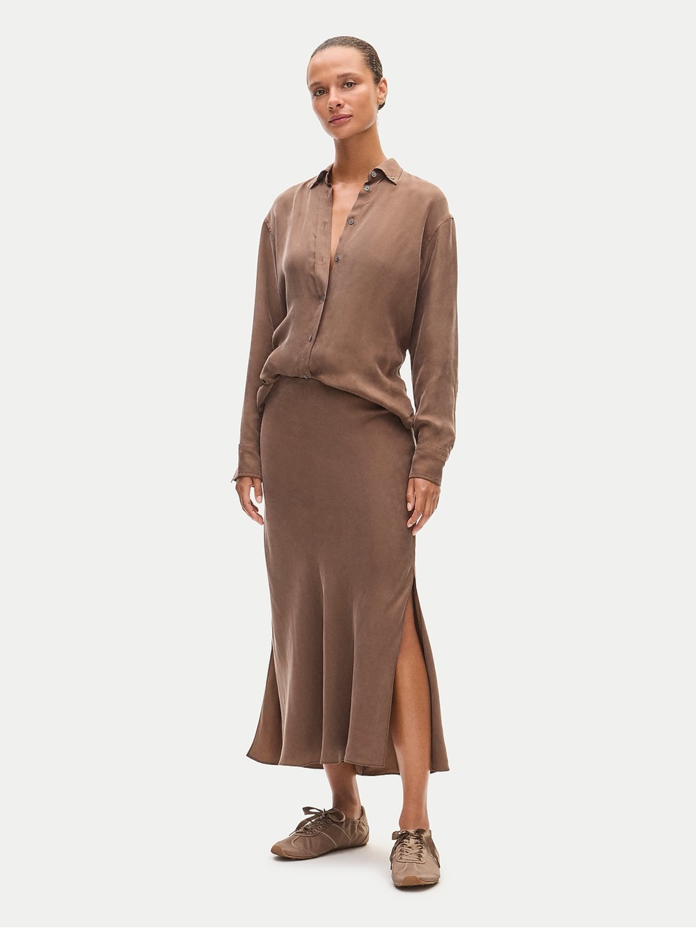 J Crew brown midi skirt